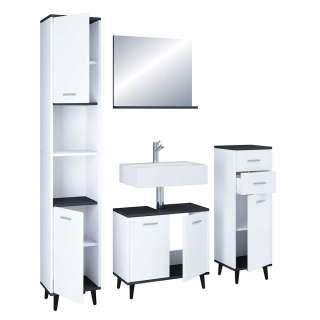 Bad Set 4-teilig Anthrazit-Weiß in modernem Design 181 cm hoch (vierteilig)