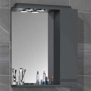 Badezimmer Spiegelschrank in Anthrazit mit LED Beleuchtung Ablage