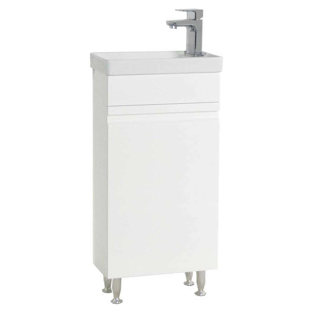 Gäste Waschbeckenschrank schmal in Weiß einer Drehtür