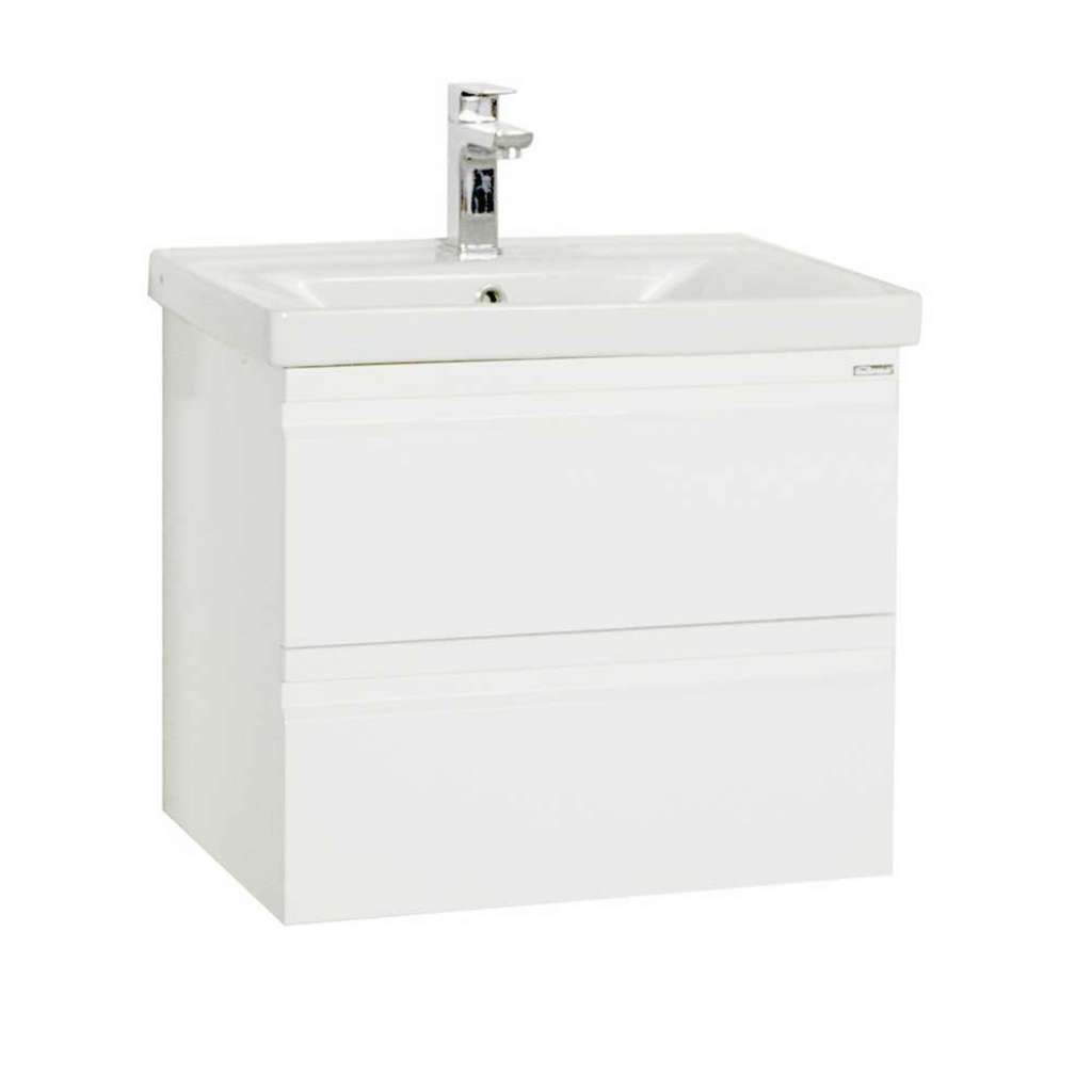 Waschtisch in Weiß mit Becken mit zwei Schubladen 54 cm hoch