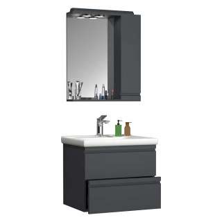 Waschplatz Set mit Becken in Anthrazit die Wandmontage (zweiteilig)