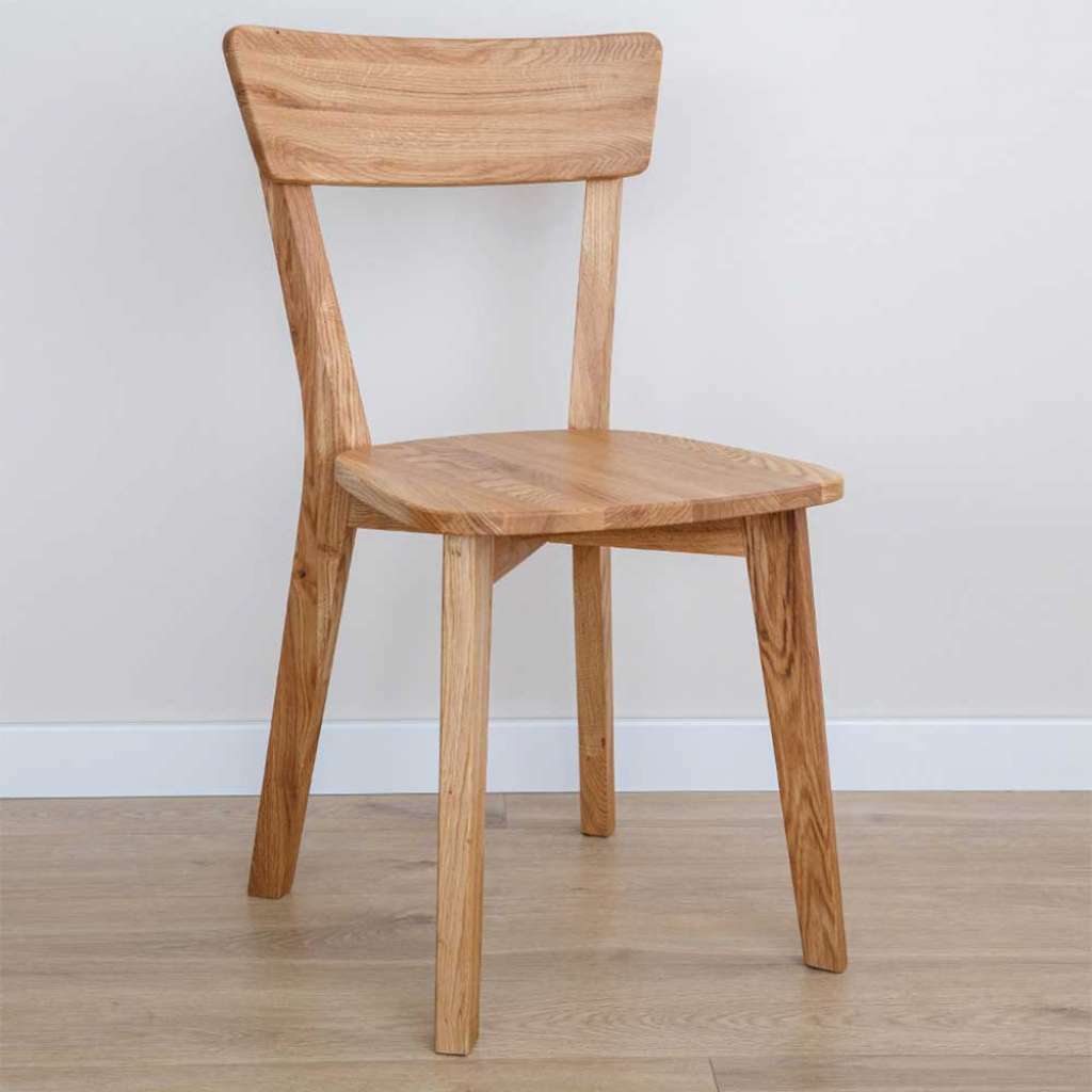 Vollholzstuhl Wildeiche geölt im Skandi Design 43 cm Sitzhöhe