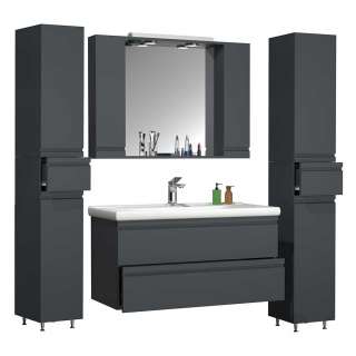 Anthrazit Badmöbel Set inklusive Waschbecken 180 cm hoch (vierteilig)