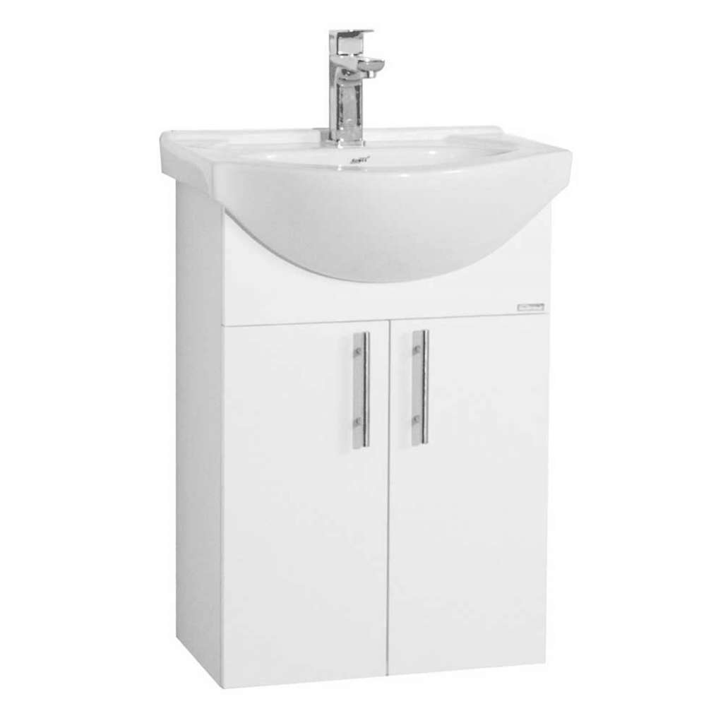 Badezimmer Schrank inklusive Waschbecken in Weiß Drehtüren