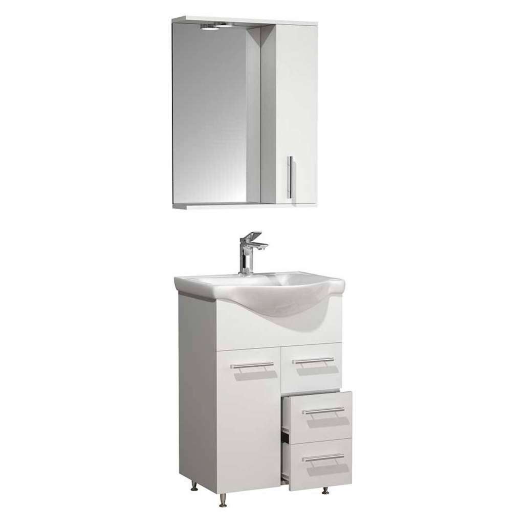 Gäste WC Möbel inklusive Waschbecken in Weiß 55 cm breit (zweiteilig)