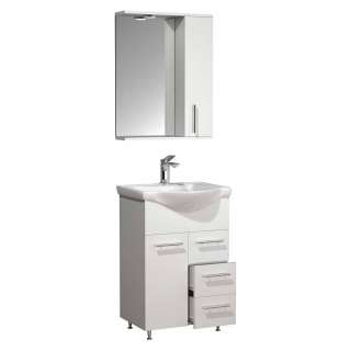 Gäste WC Möbel inklusive Waschbecken in Weiß 55 cm breit (zweiteilig)