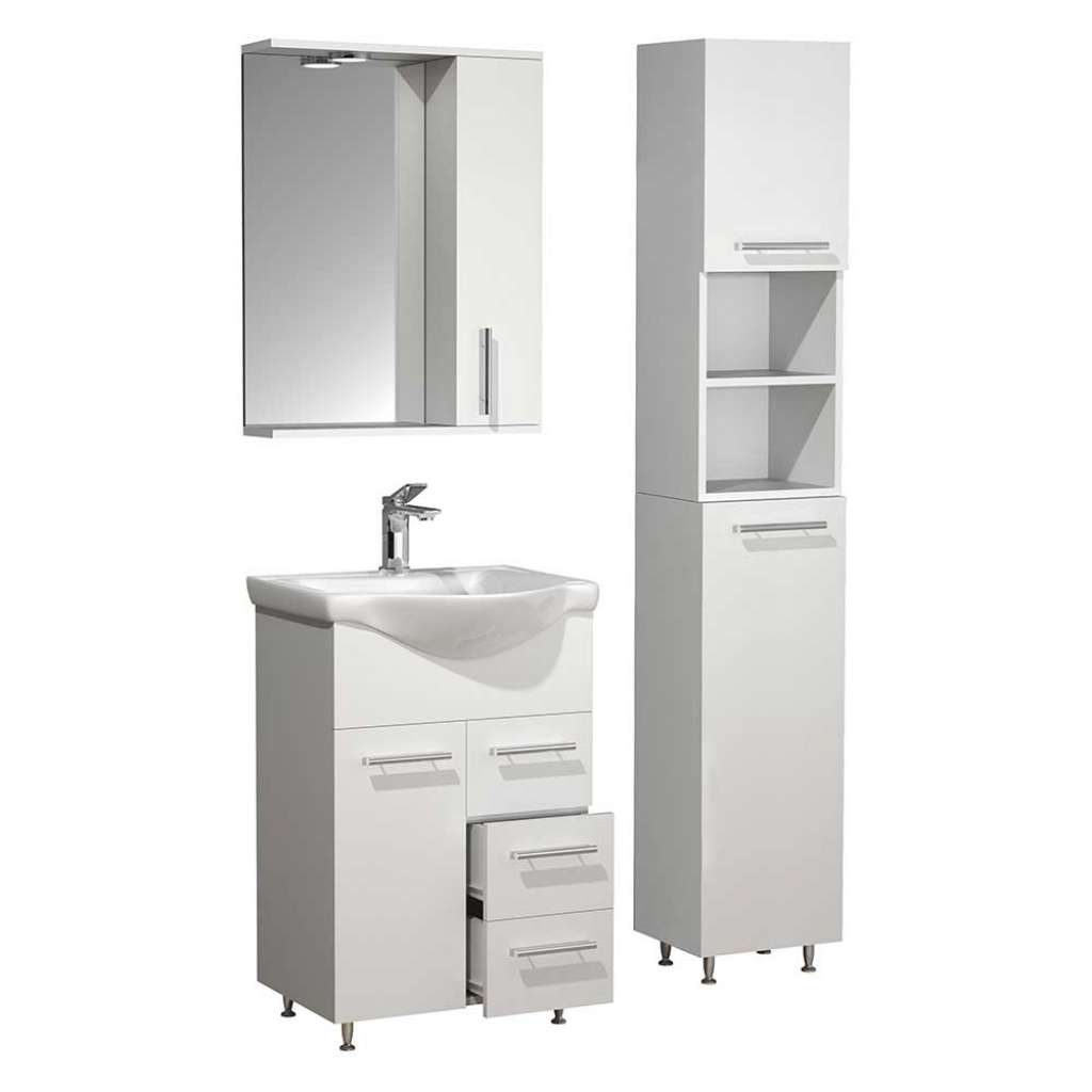Badmöbel Set dreiteilig weiss in modernem Design 170 cm hoch (dreiteilig)
