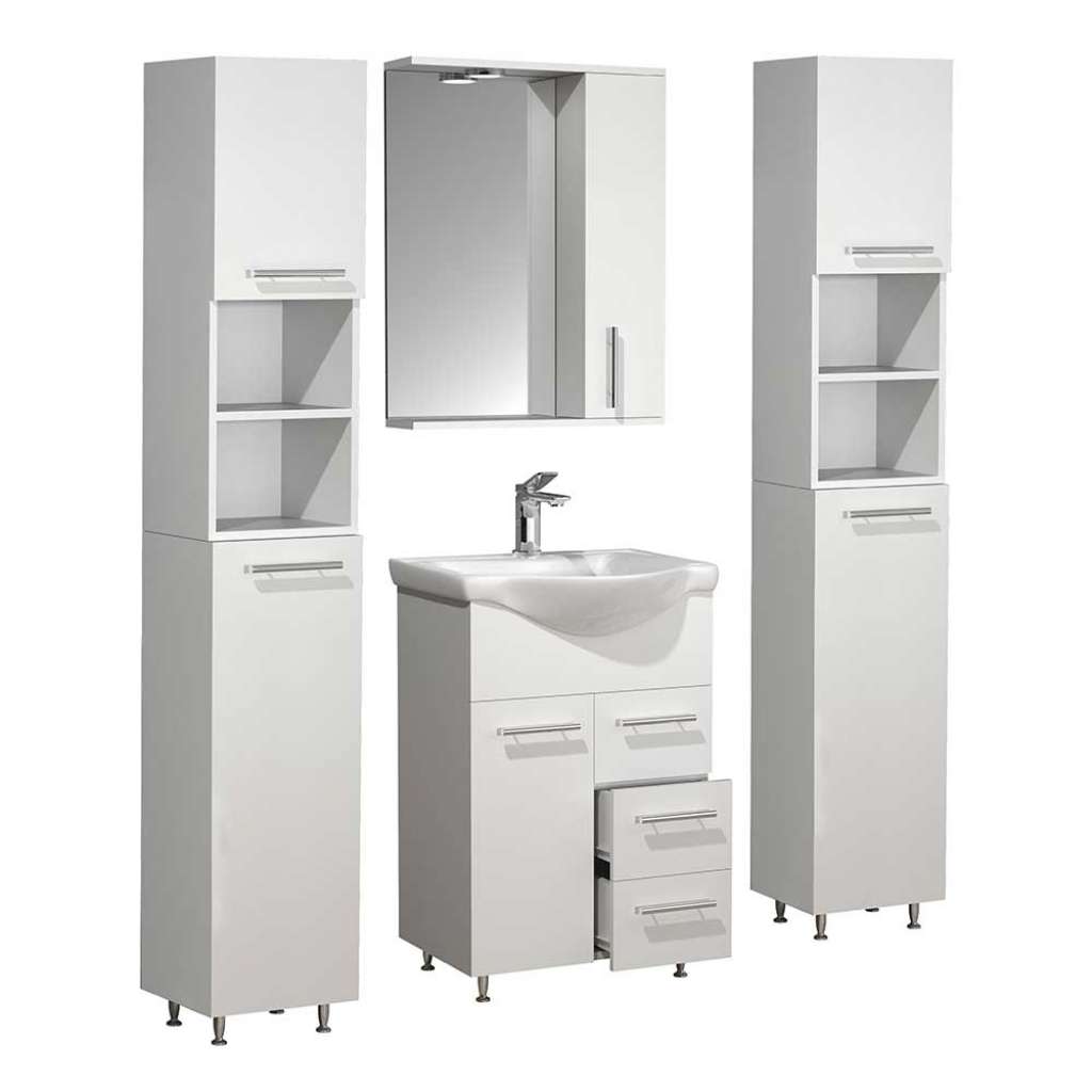 Badezimmermöbel Set 4teilig in Weiß melaminbeschichtet (vierteilig)
