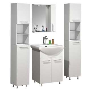 Bad Set inklusive Beleuchtung in Weiß modernes Design (vierteilig)