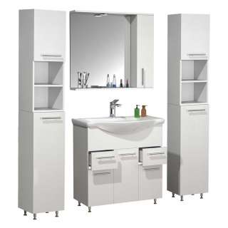 Bad Set XL 4-teilig Weiß in modernem Design LED Beleuchtung (vierteilig)