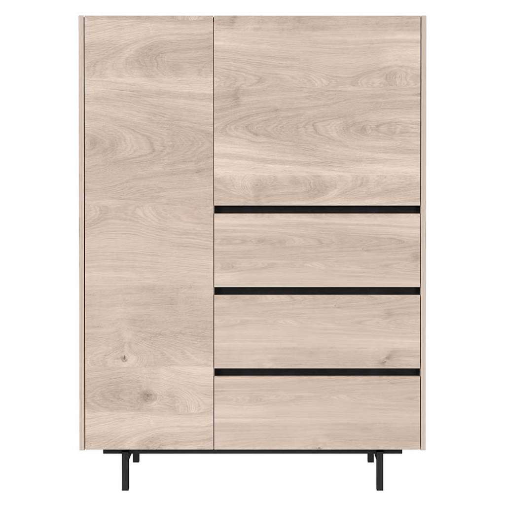 Wohnzimmerschrank Highboard in Eiche hell Schwarz