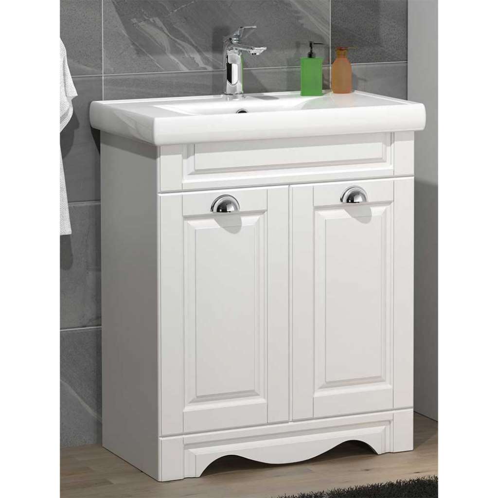 Badkommode mit Waschbecken in Weiß Landhausstil