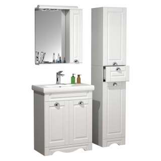 Waschplatz Set weiss Landhaus 180 cm hoch LED Beleuchtung (dreiteilig)
