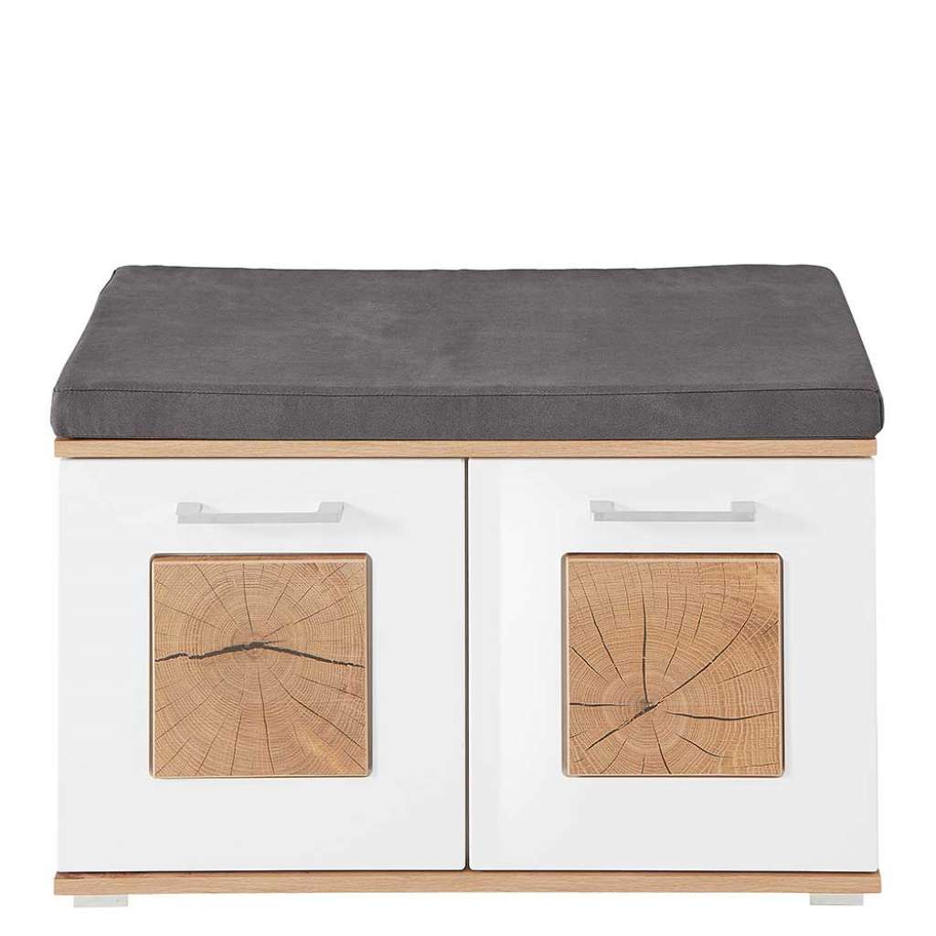 Schuhbank Garderobe modern in Wildeichefarben Weiß