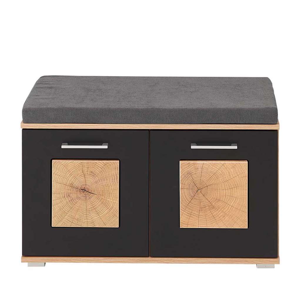 Schuhbank Garderobe modern in Wildeichefarben Schwarz