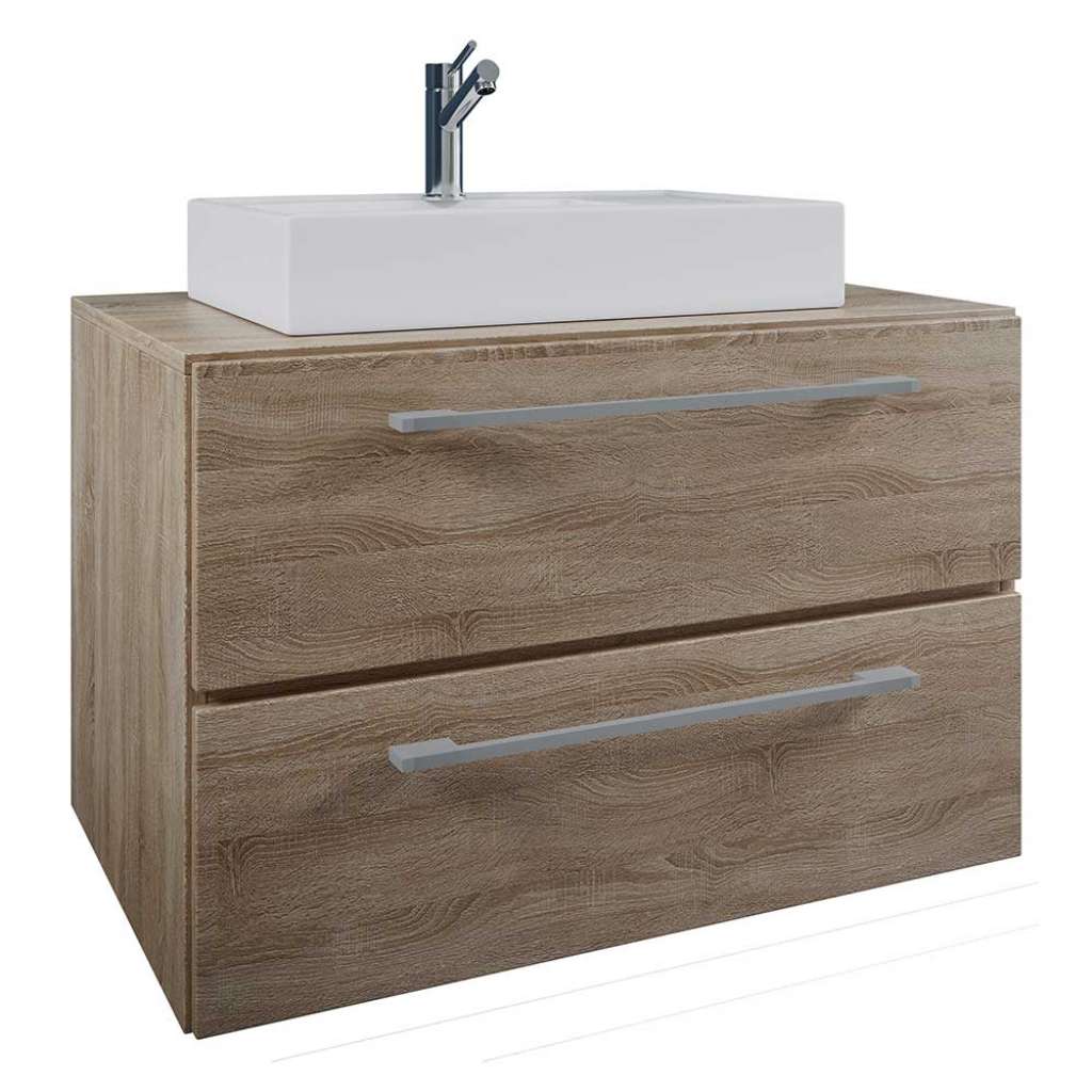 Waschtisch mit Aufsatzbecken in Sonoma-Eiche zwei Schubladen