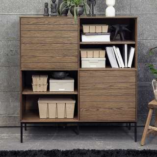 Highboard modern Eiche Smoked 133 cm hoch 123 cm breit