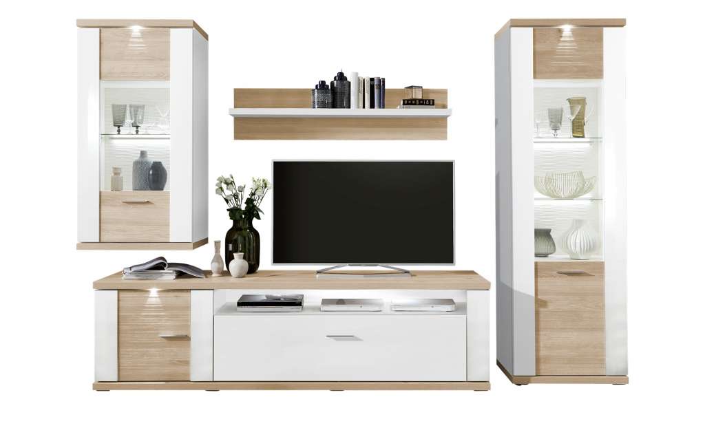 uno Wohnkombination  Titan ¦ weiß ¦ Maße (cm): B: 303 H: 207 T: 52 Wohnwände - Höffner