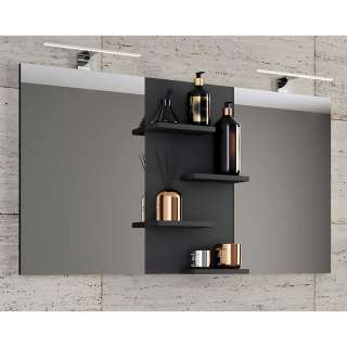 Badezimmerspiegel modern in Schwarz optional mit Aufbauleuchten