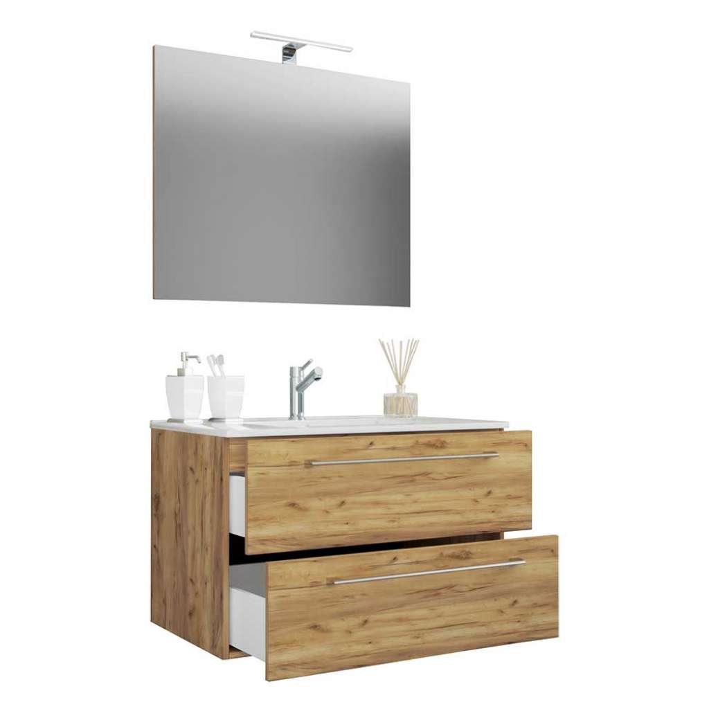 Badezimmermöbelset mit Spiegel in modernem Design 46 cm tief (zweiteilig)