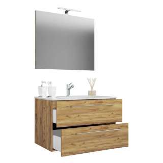 Badezimmermöbelset mit Spiegel in modernem Design 46 cm tief (zweiteilig)