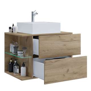 Waschtischschrank Wandmontage in modernem Design zwei Schubladen