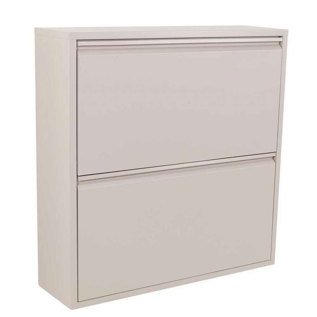 Schuh Schrank Wandmontage in Taupe pulverbeschichtetem Stahl