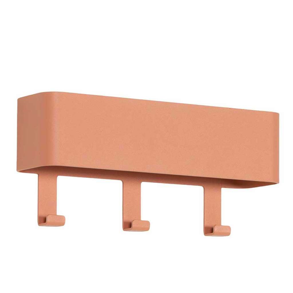 Garderobenleiste Metall in Terracotta pulverbeschichtet 3 Kleiderhaken