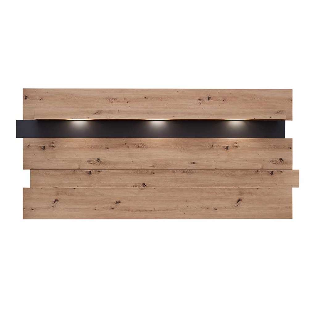 Wandboard mit Beleuchtung in Wildeichefarben Dunkelgrau