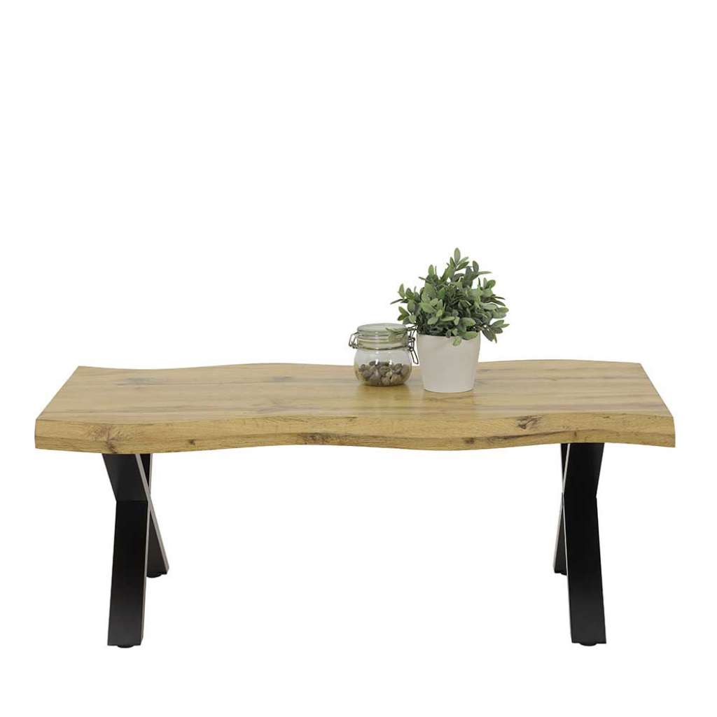 Moderner Sofatisch mit Baumkante Optik Industry und Loft Stil