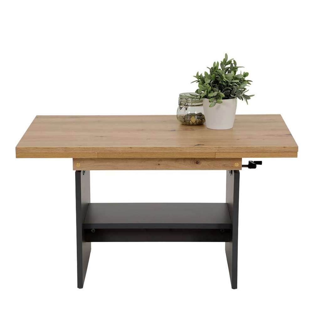 Wohnzimmer Tisch höhenverstellbar in modernem Design zwei Einlegeplatten