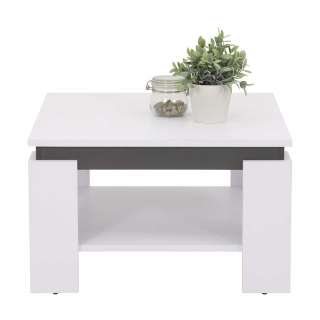 Wohnzimmer Tisch in Weiß und Anthrazit quadratischer Tischplatte