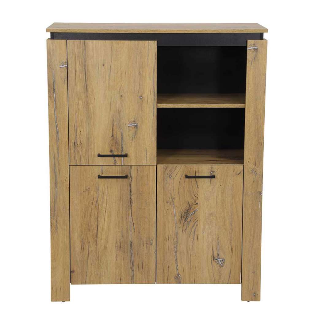 Wohnzimmer Schrank Highboard in Zinneichefarben Schwarz