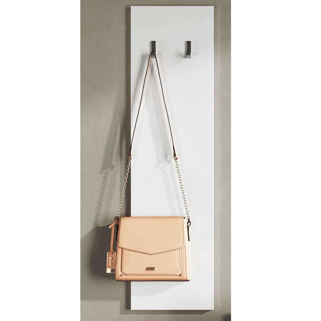 Wandgarderobenleiste Paneel in Weiß zwei Kleiderhaken