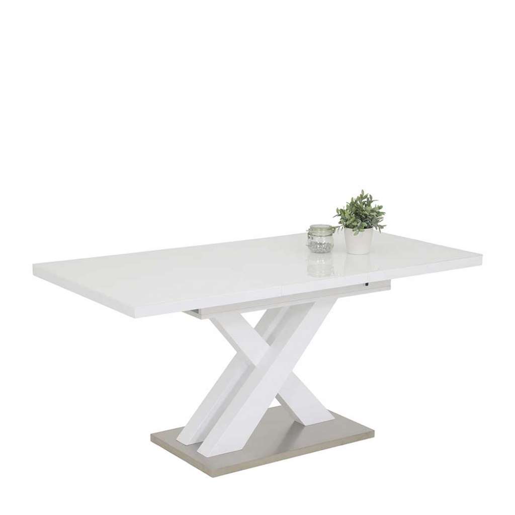 Tisch Weiß-Glas ausziehbar in modernem Design Hochglanz