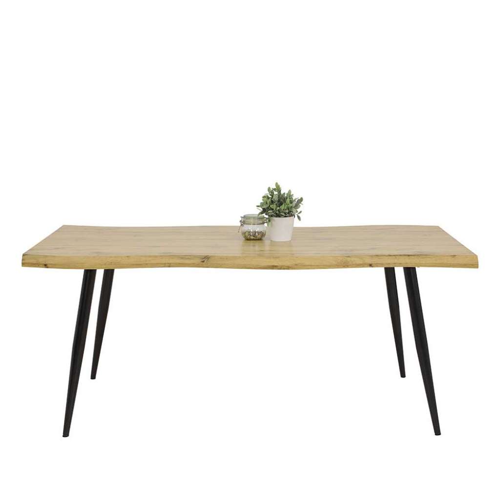 Esszimmertisch groß 180x76x100 cm Wildeichefarben und Schwarz