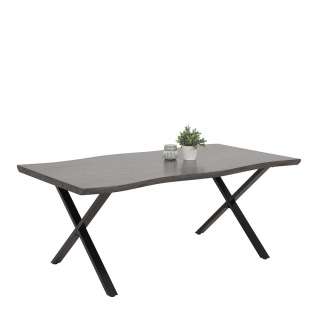 Tisch mit Baumkante NB in Eiche Grau Holzoptik Schwarz