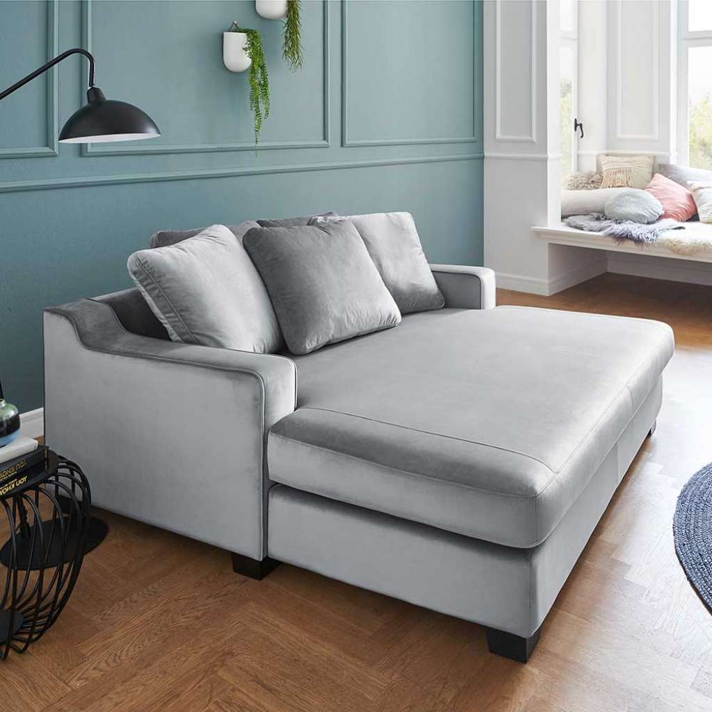 Loveseat Samtvelours Hellgrau in modernem Design 158 cm breit