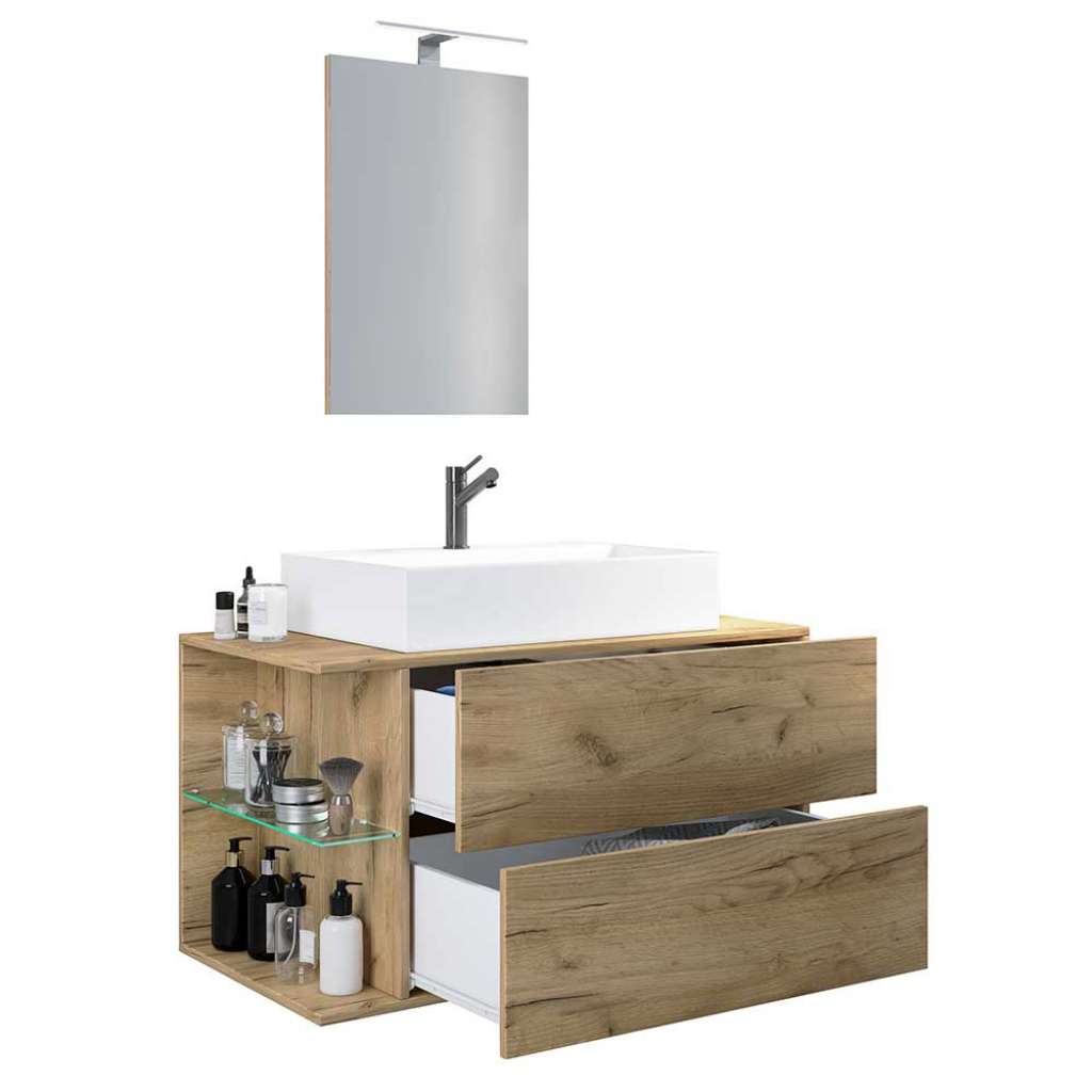 Badezimmermöbelset mit Spiegel für die Wandmontage 93 cm breit (zweiteilig)