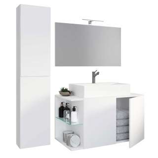 Badezimmerset weiss modern mit LED Beleuchtung die Wandmontage (dreiteilig)