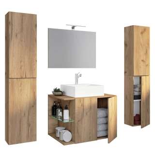Badmöbelkomplettset mit Becken in modernem Design 151 cm hoch (vierteilig)