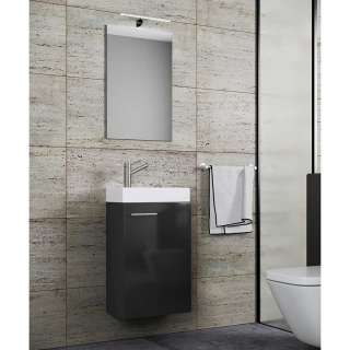 Bad Set Gäste WC schwarz für die Wandmontage 41 cm breit (zweiteilig)