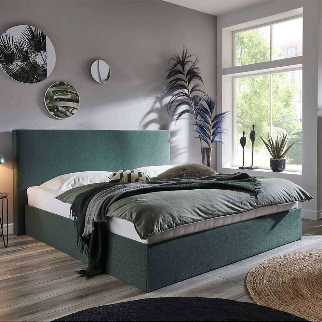 Doppelbett Polster Dunkelgrün Stoff 160x200 cm 180x200 cm