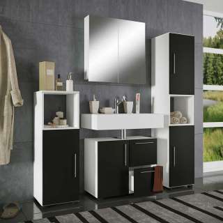 Badezimmerset schwarz weiss in modernem Design 160 cm hoch (vierteilig)