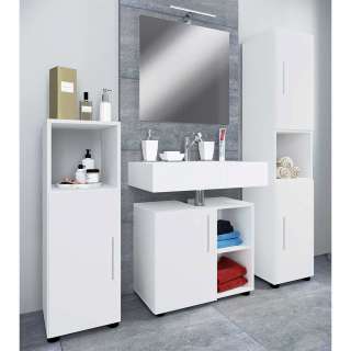 Waschplatz Set vierteilig weiss 160 cm hoch 30 cm tief (vierteilig)