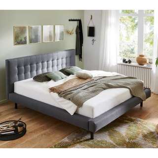 Niedriges Bett Polster Hellgrau in modernem Design 102 cm Kopfteil