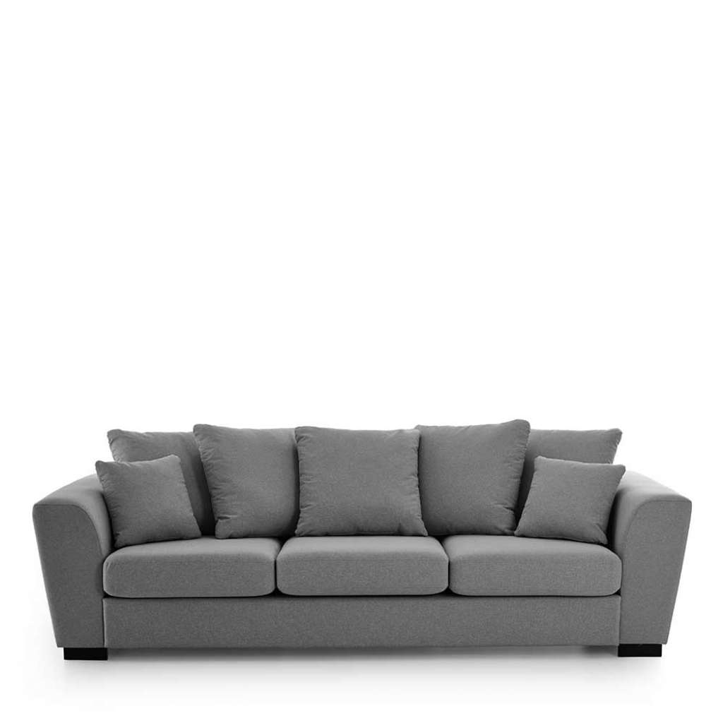 Sofa 3er Grau Stoff 45 cm Sitzhöhe Vierfußgestell aus Holz