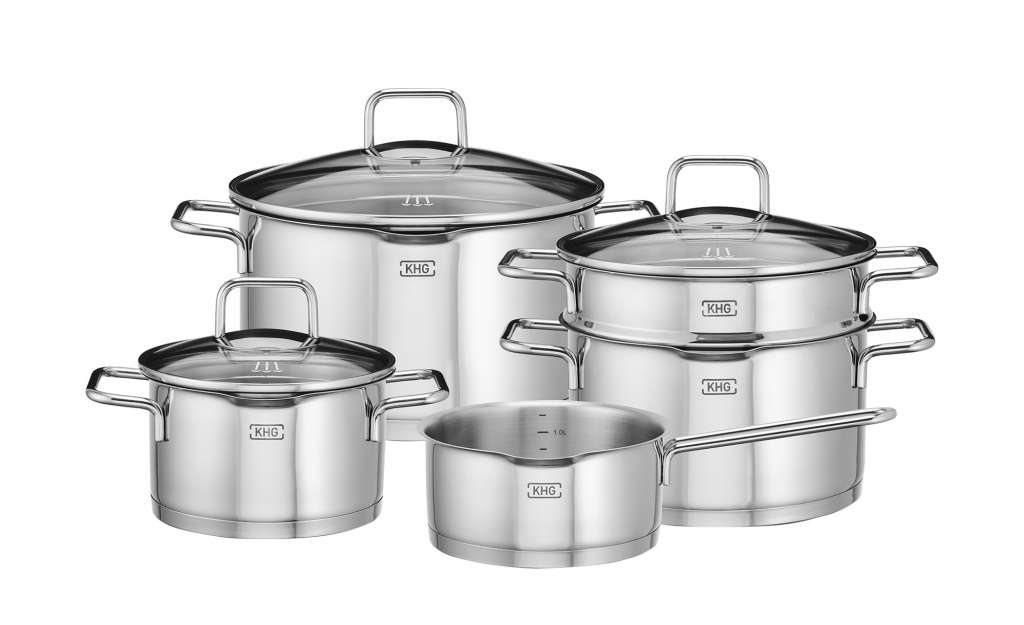 KHG Topfset, 5-teilig  Emilia ¦ silber ¦ Edelstahl Töpfe & Pfannen & Zubehör > Topf und Pfannen-Sets - Höffner