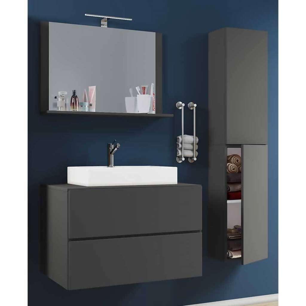 Badezimmereinrichtung Anthrazit in modernem Design die Wandmontage (dreiteilig)