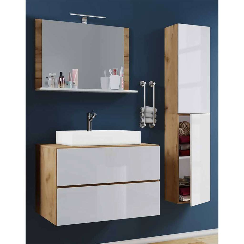 Badezimmereinrichtung hängend in modernem Design 114 cm breit (dreiteilig)